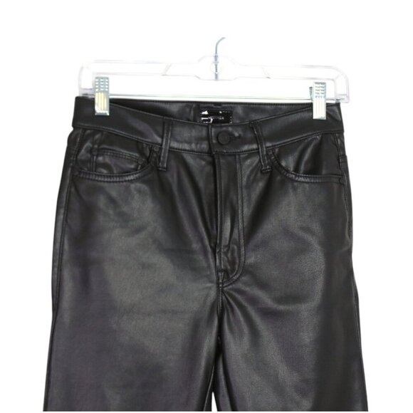 Mother Denim Insider Ankle Black Vegan Leather Pants Wax On Wax Off Size 27 - Picture 5 of 12